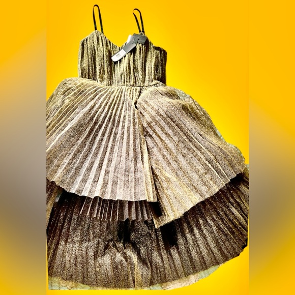 Marc byMarcJacobs NWT$1298. Retail Metallic Gold Dress Fit & Flare La… - Picture 11 of 17